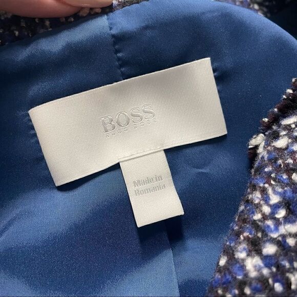 Hugo Boss Julira Tweed Suit Jacket In Pilot Fantasy - Picture 5 of 8